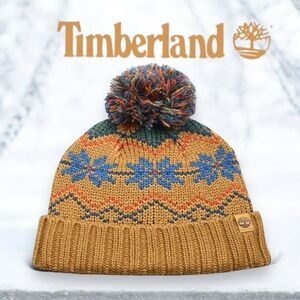 TIMBERLAND Women's Fair Isle Pom Beanie OS in Wheat Combo